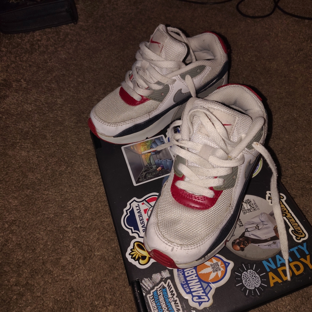 Kids White and Red Sneakers